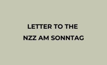 Letter to the NZZ AM Sonntag